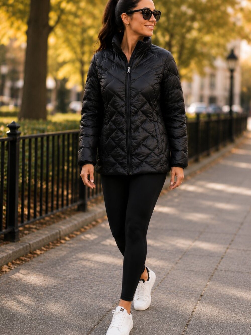 London Fog Down Jacket Womens XXL Black Packable Puffer Coat Lightweight Quilted